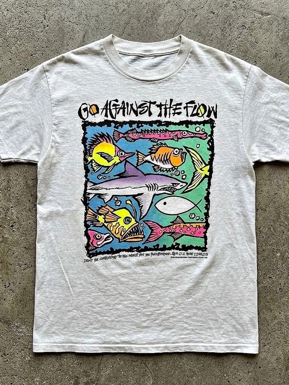 One Way Out Shirt Against the Flow Graphic Fish Print Tee